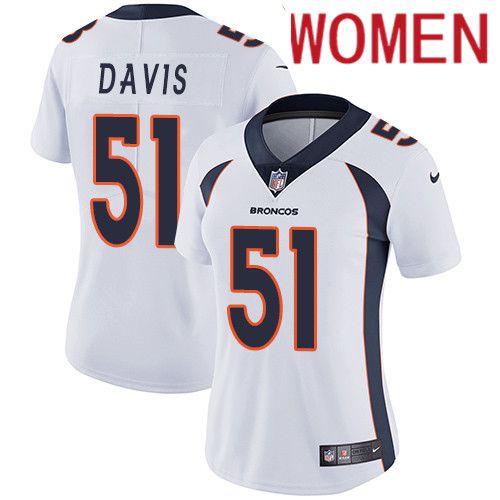 Women Denver Broncos #51 Todd Davis White Nike Vapor Limited NFL Jersey->women nfl jersey->Women Jersey